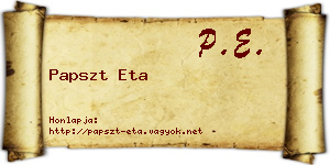 Papszt Eta névjegykártya